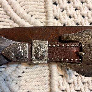 Beaded real Leather Brown Belt